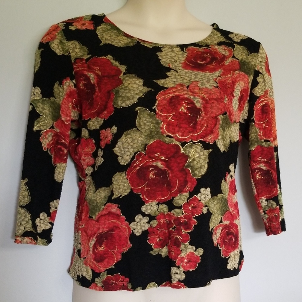 Brittany Black sheer metallic womens top